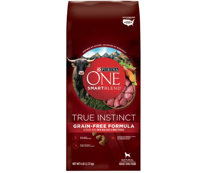 Purina One – SmartBlend True Instinct All Breeds, Active Adult Dogs Grain-Free Real Beef Recipe Dry Dog Food