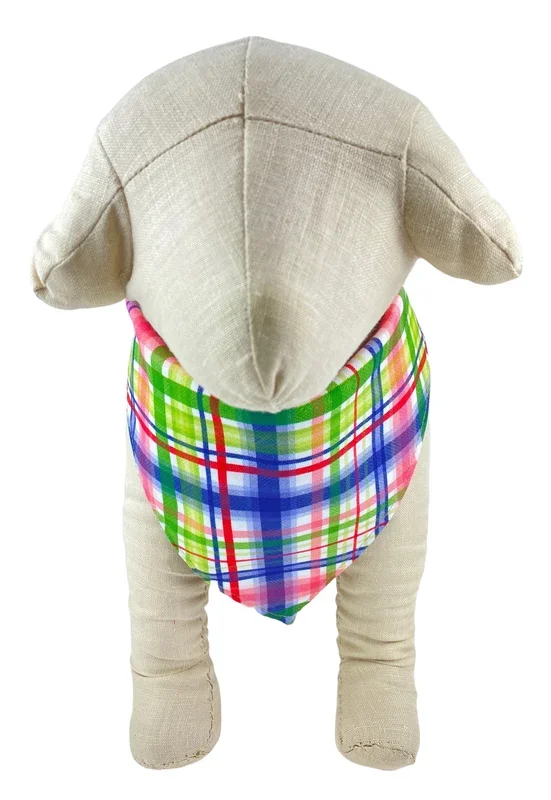 Rainbow Plaid – Green, Pink, Purple, Red Dog Bandana – 991