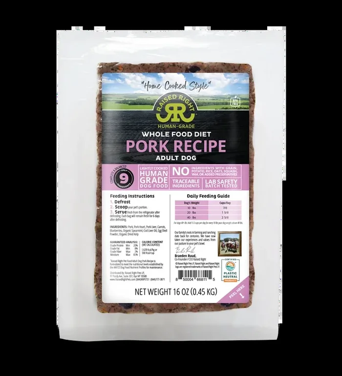 Raised Right Original Pork Adult Dog Recipe