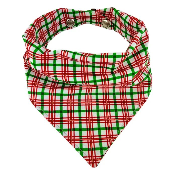Red/Green/Gold Christmas Plaid Dog Bandana – 1048