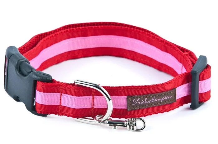Red/Hot Pink Stripe Dog Collar – 325