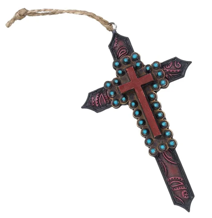 Red Paisley Cross Ornament