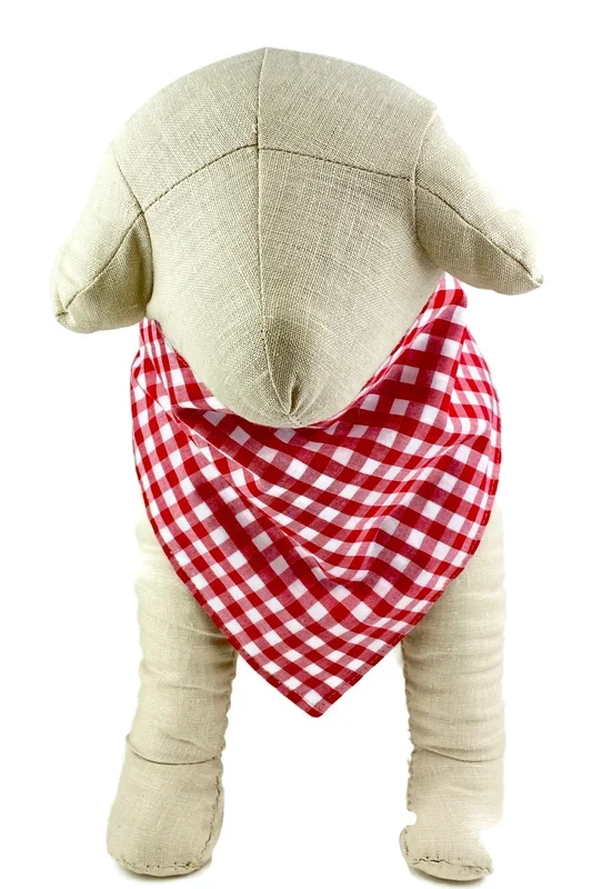 Red/White Gingham Dog Bandana – 1005
