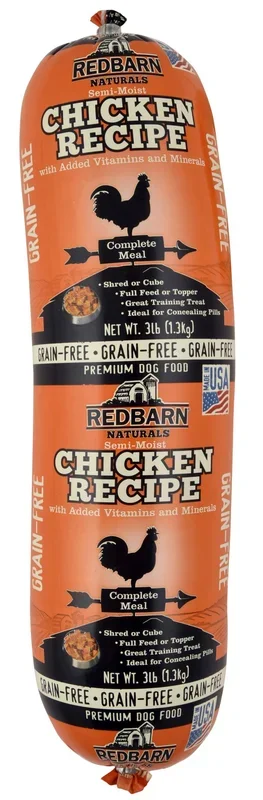 Redbarn Naturals Grain-Free Chicken & Beef Dog Food Rolls, High Protein, Training Treat, Meal Topper, Made in USA