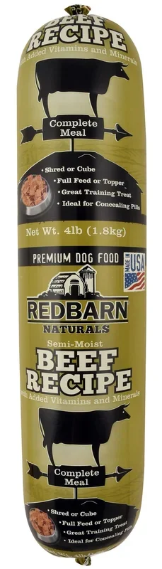 Redbarn Naturals Premium Dog Food Roll – Single-Protein Beef or Chicken | Complete Meal, Highly Digestible, Healthy Skin & Coat