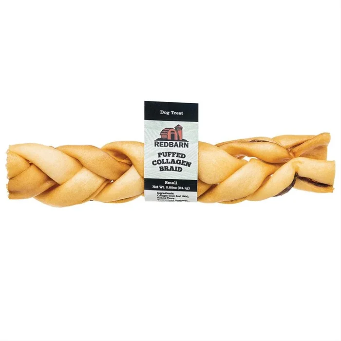 Redbarn Puffed Collagen Braid Dog Treat, 6-in