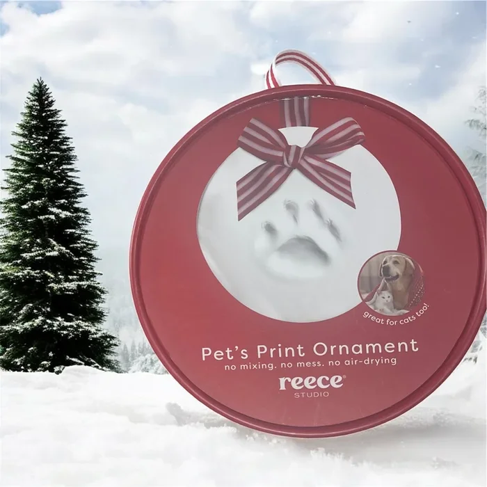 reece Holiday Pawprints Christmas Ornament, DIY No Mess Clay Pawprint Impression Kit, Pet Memorial Keepsake, Dog or Cat Gift for Pet Parents, Christmas Stocking Stuffer for Pets
