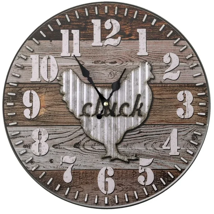 Rustic Chicken Wall Clock