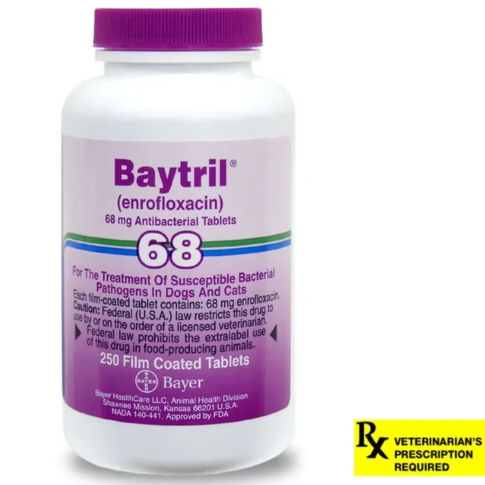 Rx Baytril (enrofloxacin) Tablets for Dogs and Cats