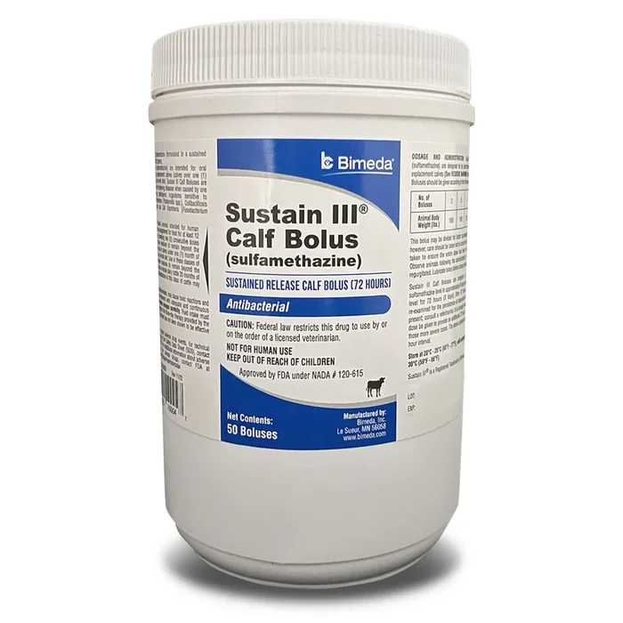 Rx Sustain III Bolus (sulfamethazine) Sustained Release Bolus (72 Hours) for Calves, 50 ct