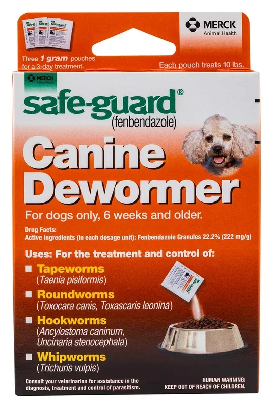 Safe-Guard Canine Fenbendazole Dewormer for Tapeworms, Roundworms, Hookworms, & Whipworms