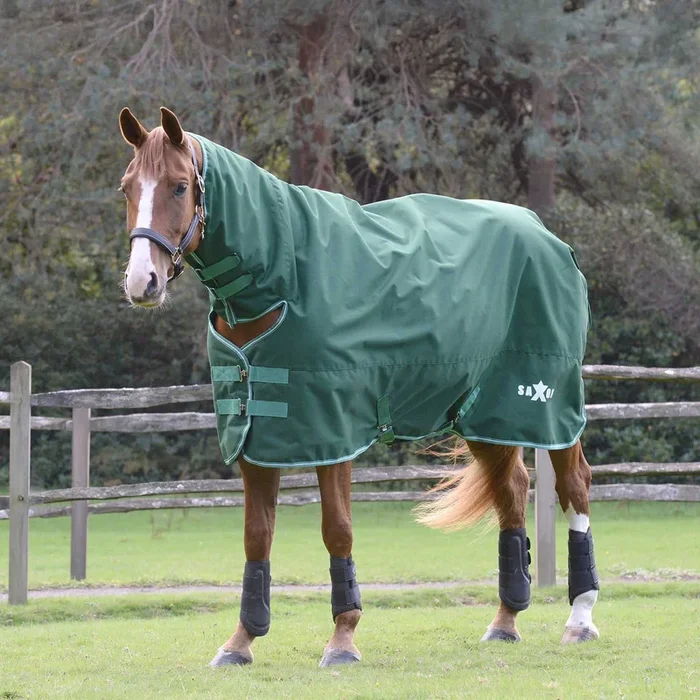 Saxon Defiant 1200 Denier Combo Neck Medium-Weight Turnout Blanket for Horses, 200g – Waterproof, Breathable & Durable