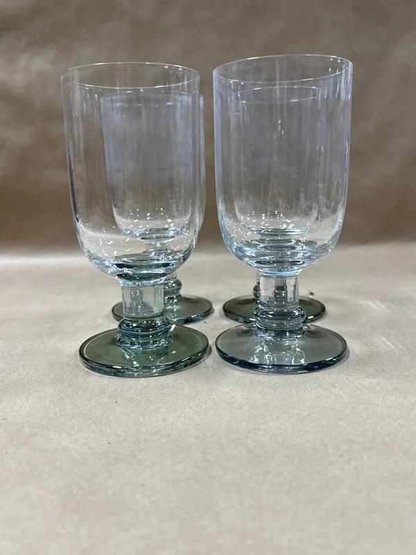 Set Of 4 Dansk Style Green Stemmed Goblets