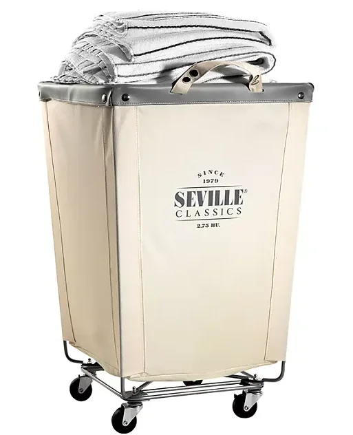 Seville Classics Commercial Heavy-Duty Canvas Laundry Hamper with Wheels