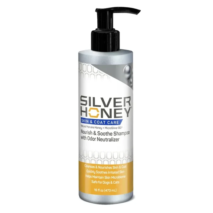 Silver Honey Skin & Coat Care Nourish & Soothe Shampoo with Odor Neutralizer for Dogs & Cats, 16 fl oz (473 ml) Pump Bottle