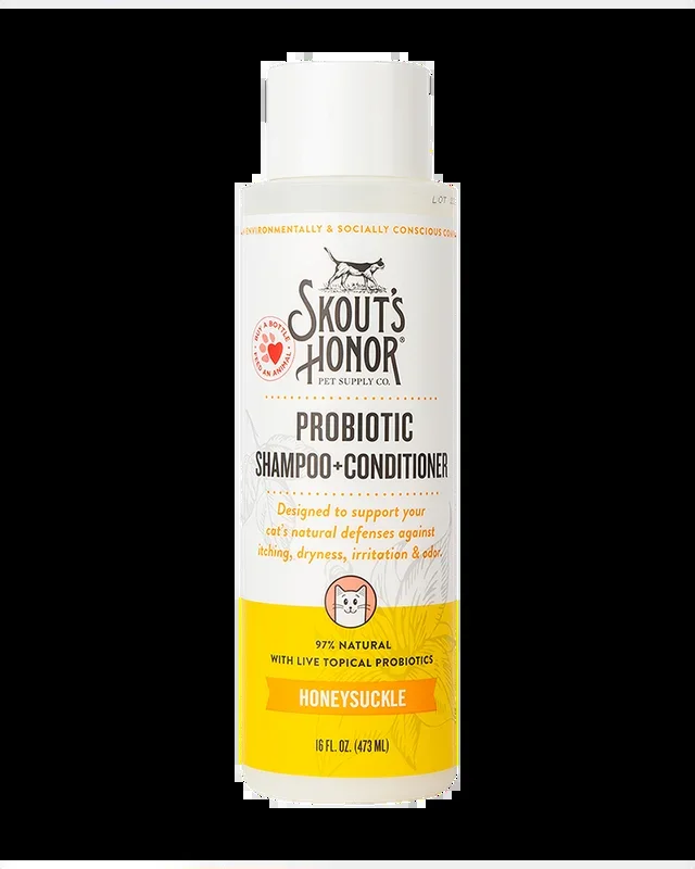 Skout’s Honor Probiotic Shampoo + Conditioner for Cats – Honeysuckle