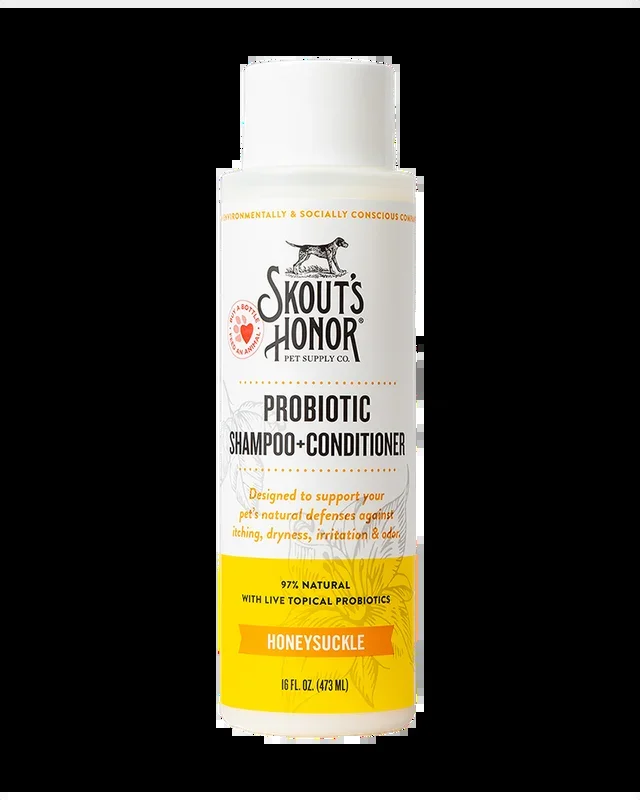 Skout’s Honor Probiotic Shampoo + Conditioner for Dogs & Cats – Honeysuckle 16oz