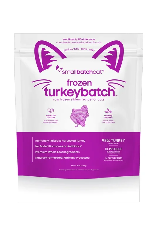 Small Batch Turkey Sliders Frozen Raw Cat Food