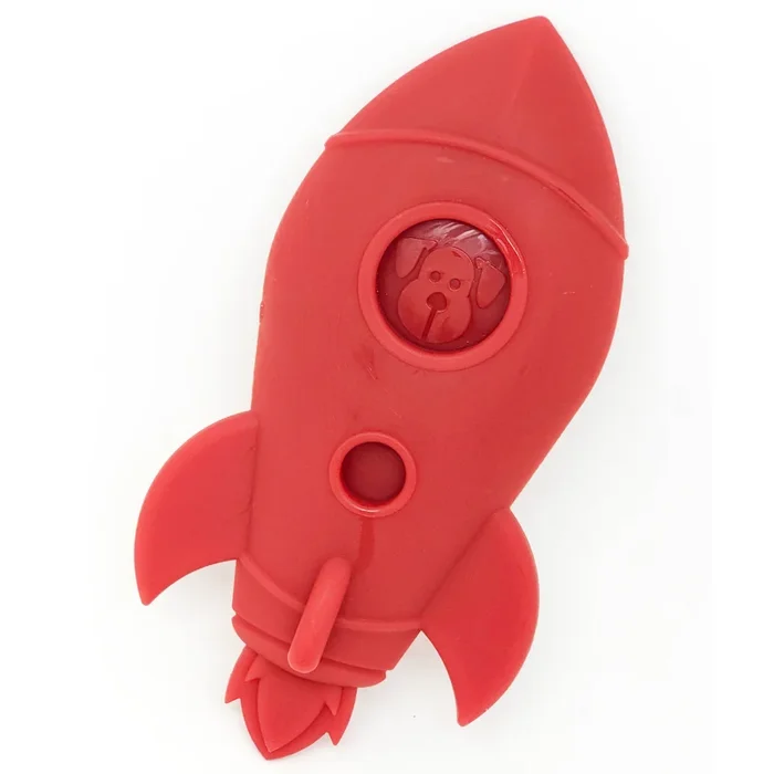 SodaPup – Spotnik Durable Nylon Rocket Ship Chew Toy – Red