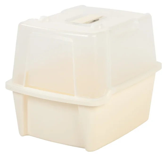 Split-Lid Hooded Litter Box, Off White