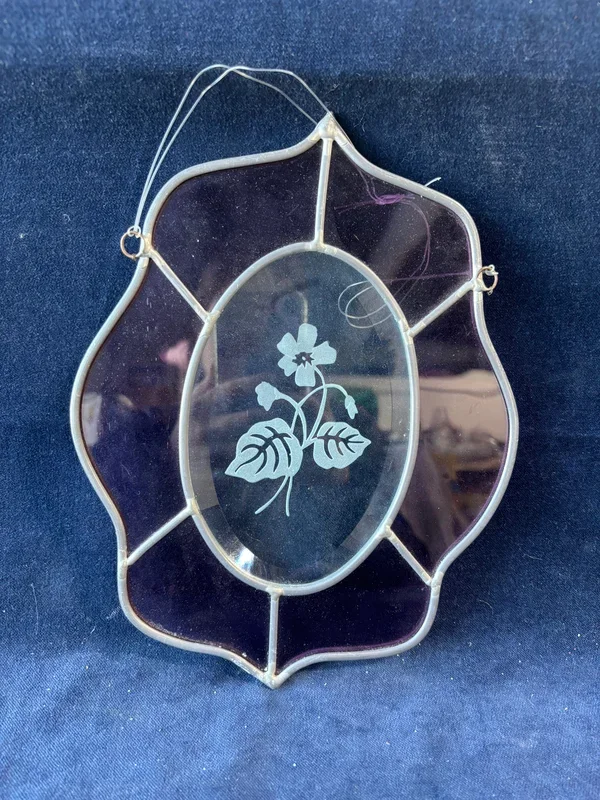 Stained Glass Sun-Catcher Etched Floral
