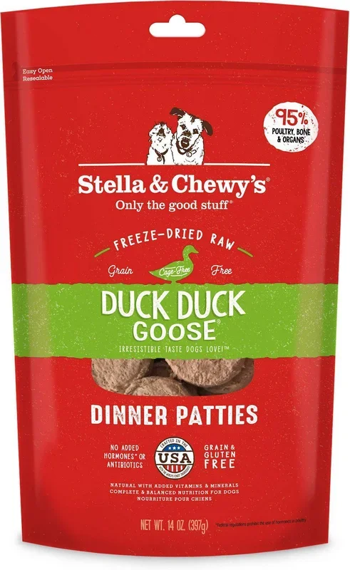 Stella & Chewy’s Duck Duck Goose Grain-Free Freeze-Dried Raw Dinner Patties Dog Food