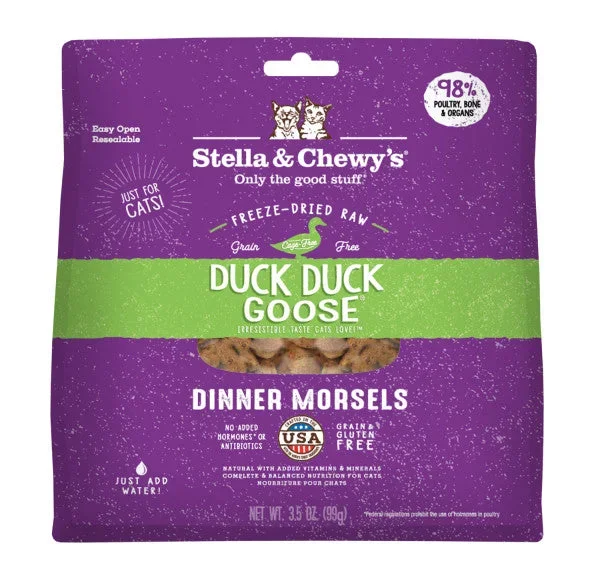 Stella & Chewy’s Freeze-Dried Morsels for Cats – Duck Duck Goose Recipe, Freeze-Dried Raw Cat Food