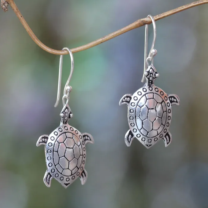 Sterling Silver Sea Turtle Earrings