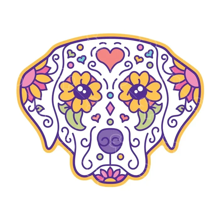 Sticker Pack Sticker-Sugar Skull Dog : LRG