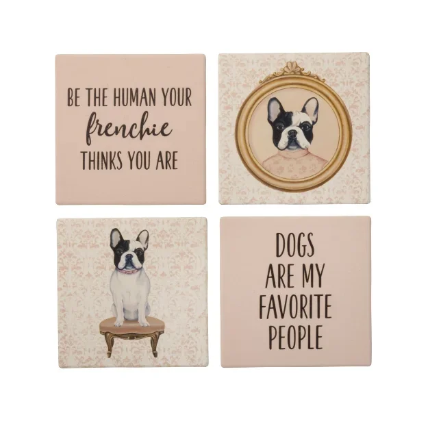 Stone Coaster Set with Holder – Frenchie