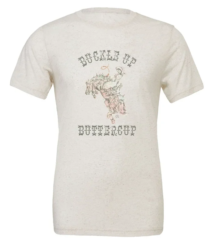 STS Buckle Up Buttercup Tee, Heather White