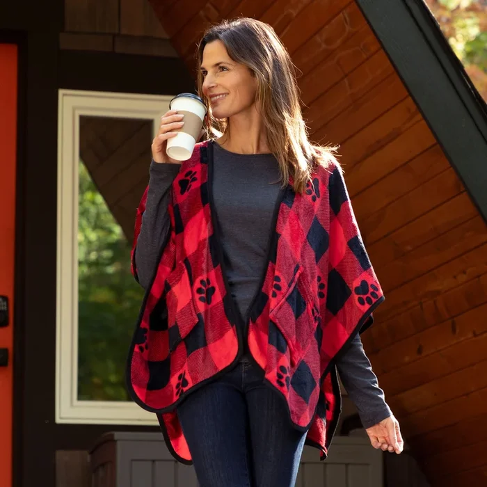 Super Cozy™ Paw Print Pocket Shawl