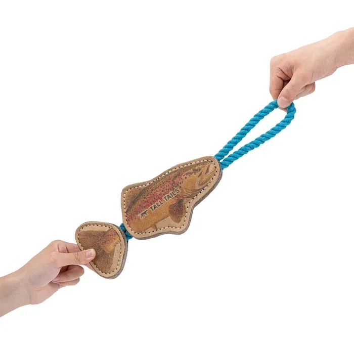 Tall Tails – Natural Leather Jointed Trout Tug Dog Toy