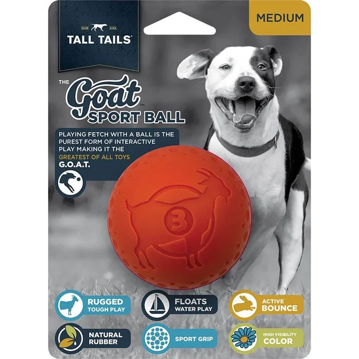 Tall Tails Goat Sport Ball Orange 3″ Dog Toy