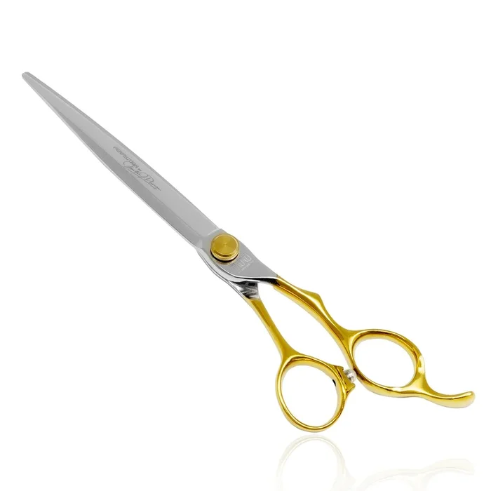 Tauro Pro Line cutting scissors “Perfection by Janita J. Plunge”, straight, 440c stainless steel, golden handles