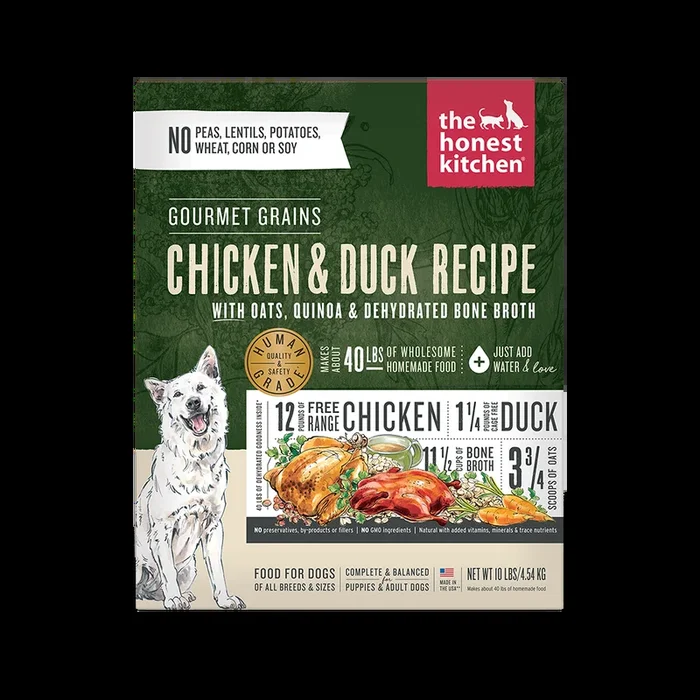The Honest Kitchen Gourmet Grains Dehydrated Dog Food – Chicken & Duck – 10lb Box