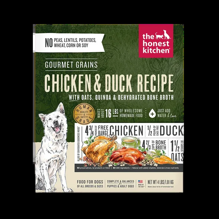 The Honest Kitchen Gourmet Grains Dehydrated Dog Food – Chicken & Duck – 4lb Box