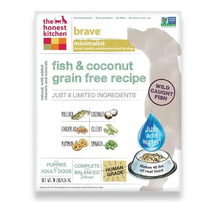 The Honest Kitchen Limited Ingredient Grain Free Dehydrated Dog Food – Fish & Coconut – 10lb Box
