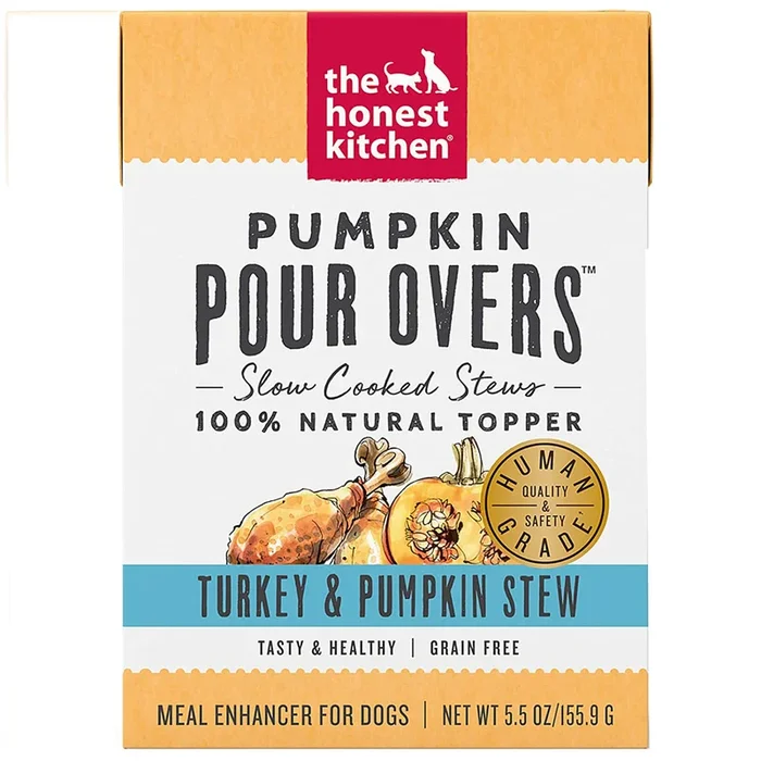 The Honest Kitchen Pour Overs Stewed Dop Food Topper – Turkey & Pumpkin – 5.5oz