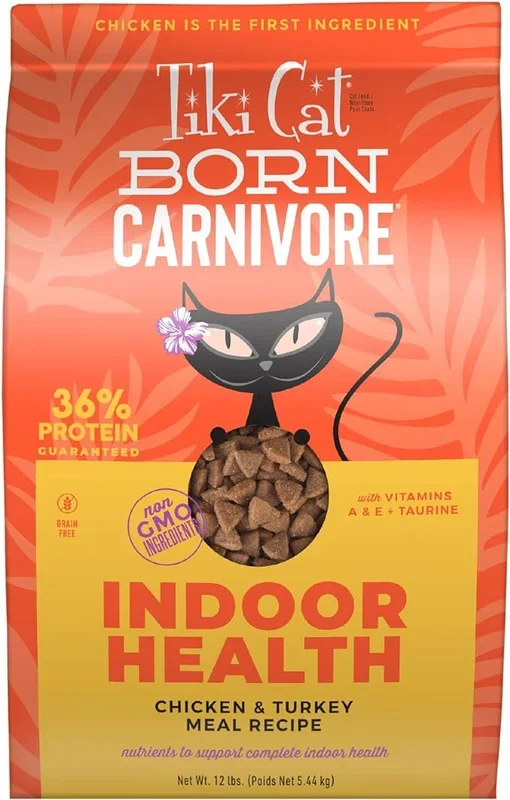 Tiki Cat Born Carnivore Indoor Health Dry Cat Food – Chicken & Turkey – 11.1lb Bag