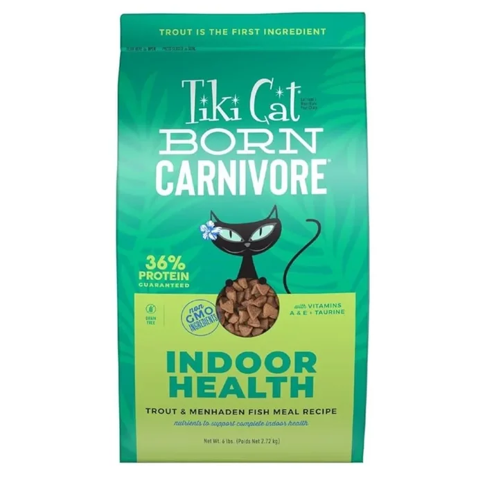 Tiki Cat Born Carnivore Indoor Health Dry Cat Food – Trout & Menhaden Fish – 6lb Bag