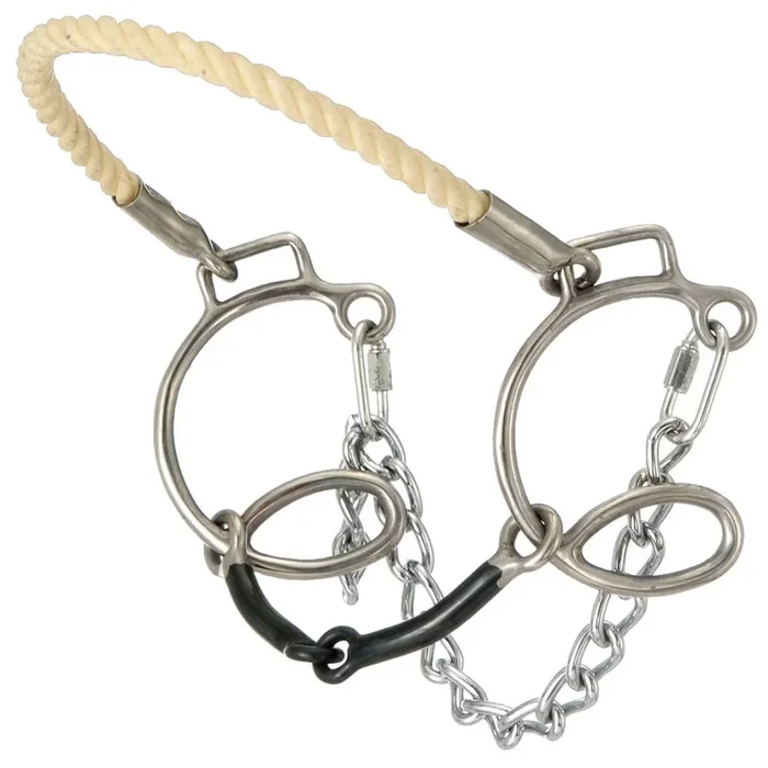 Tough1 Six Cheek Sweet Iron Snaffle with Rope Nose, 5 1/2″