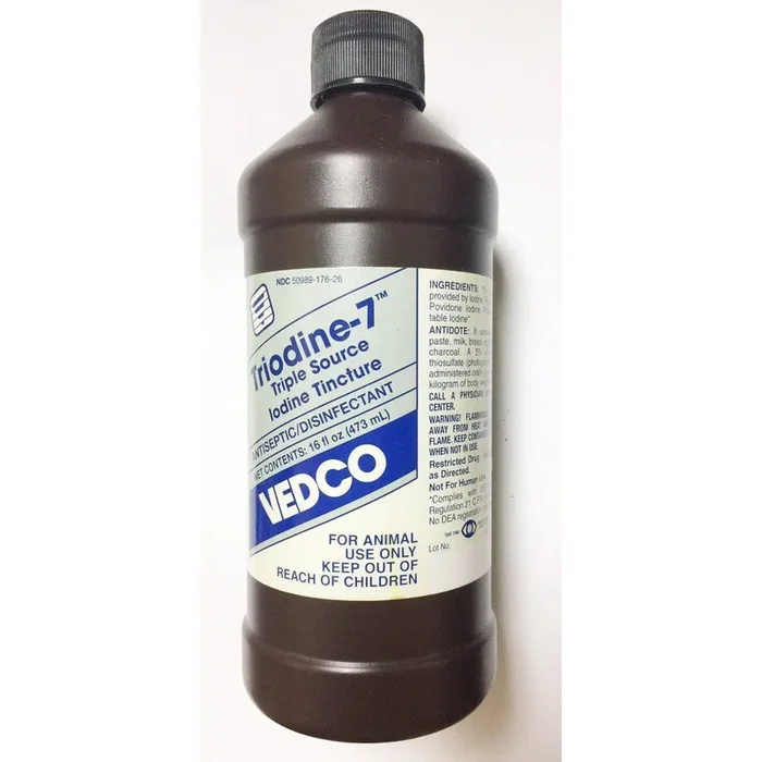 Triodine 7 Triple Source Iodine Tincture Antiseptic Disinfectant for Animal 16 oz.