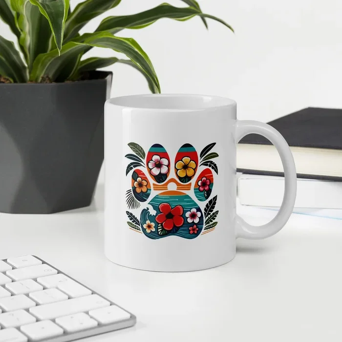 Tropical Paw Print Mug