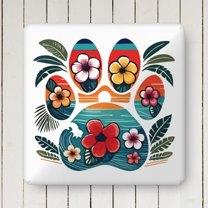 Tropical Paw Print Pillow