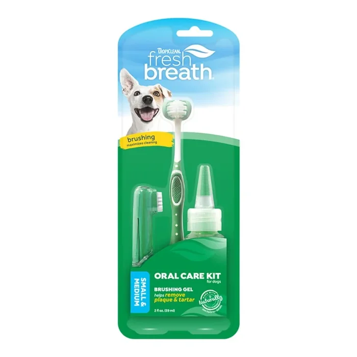 Tropiclean Fresh Breath Oral Care Toothbrush Kit for Small & Medium Dogs