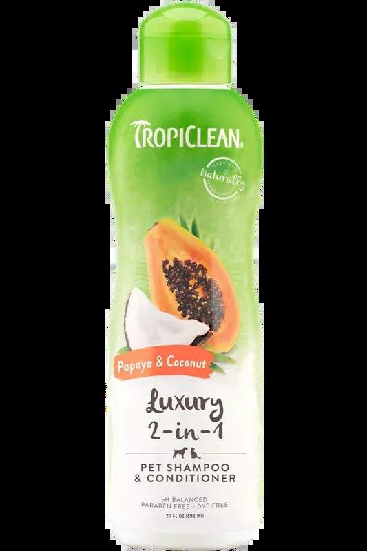 Tropiclean Papaya And Coconut Luxury 2-in-1 Shampoo and Conditioner For Dogs And Cats, 20-oz