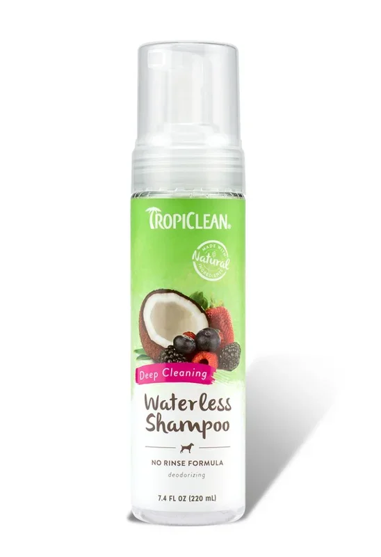TropiClean Waterless Deep Cleaning Shampoo for Dogs, 7.4FL oz