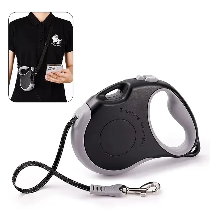TrueLove Retractable Dog Leash TLL5001 – Suitable for Medium and Small Dogs – Black/Gray