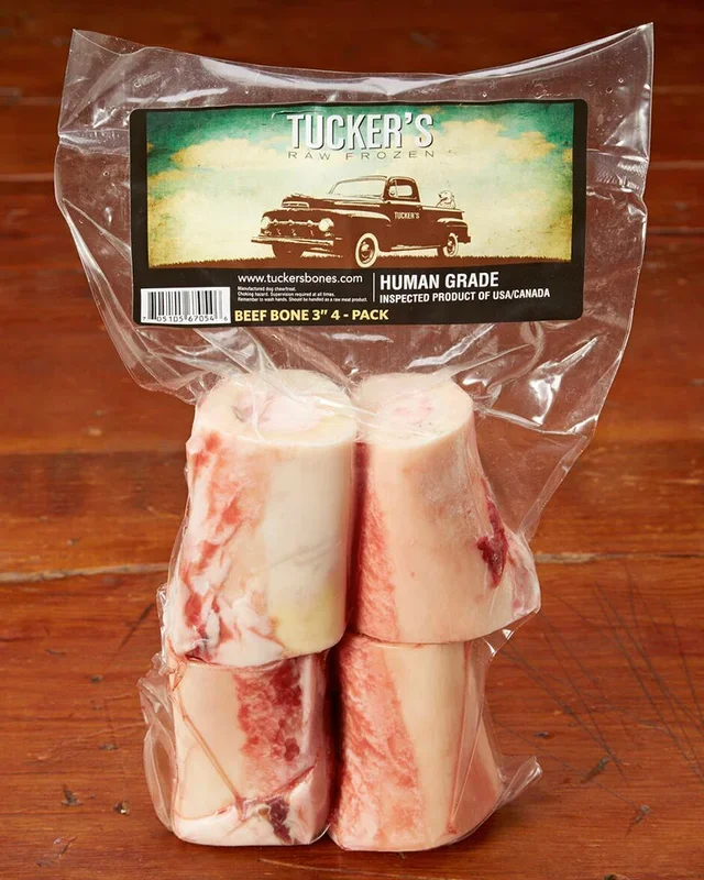 Tucker’s Raw Frozen Beef Marrow Bone 3″ 4 Pack